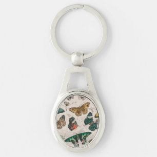 Antieke Vlinder Illustratie: 1820 Goudsmid Sleutelhanger