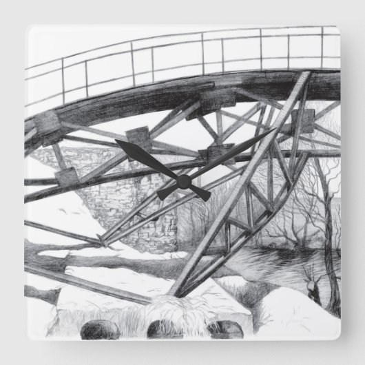 Antieke voetbrug vierkante klok (Voorkant)