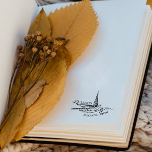 Antieke vogel, bibliotheek Ex Libris-boek Rubberstempel