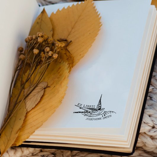 Antieke vogel, bibliotheek Ex Libris-boek Rubberstempel
