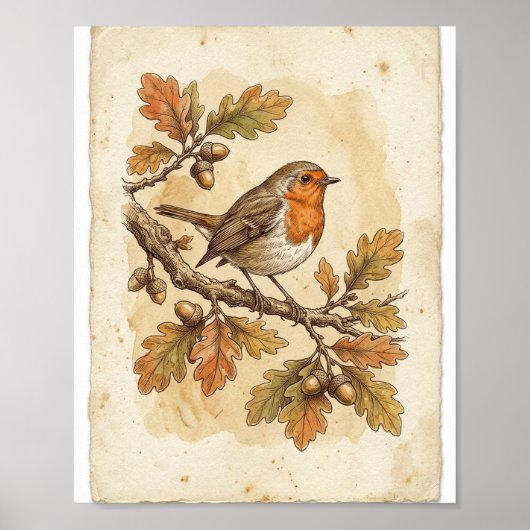 Antieke vogel schets Frans I Poster (Voorkant)
