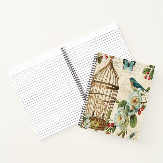 Antieke vogelkooi notitieboek (Binnen)