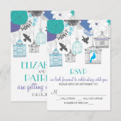 Antieke Vogelkooien Lente Bloemige RSVP Kaart (Voorkant / Achterkant)