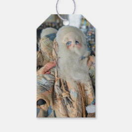 Antieke volks kunst Kerstman fotografie Cadeaulabel
