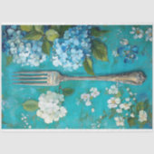 Antieke Vork en Hydrangea Ontwerp Tissuepapier (Voorkant)