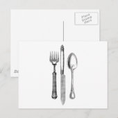 Antieke vork en lepel briefkaart (Voorkant / Achterkant)