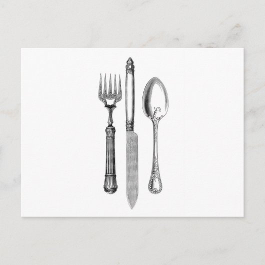 Antieke vork en lepel briefkaart (Voorkant)