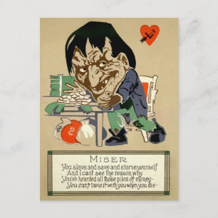 Antieke Vrek Ansichtkaart Briefkaart
