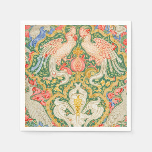 Antieke Walter Crane Kaketoe en Pauw Kunst Servet