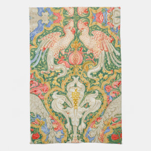 Antieke Walter Crane Kaketoe en Pauw Kunst Theedoek