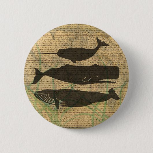 Antieke Walvis Nautilische Zeeleven Ronde Button 5,7 Cm (Voorkant)