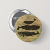 Antieke Walvis Nautilische Zeeleven Ronde Button 5,7 Cm (Voorkant /achterkant)