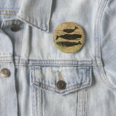 Antieke Walvis Nautilische Zeeleven Ronde Button 5,7 Cm (In situ)