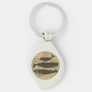 Antieke Walvis Nautilus Vintage Oceaan Zeeleven Sleutelhanger