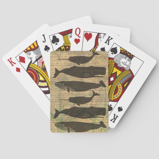 Antieke Walvis Nautilus Vintage Oceaan Zeeleven Speelkaarten (Achterkant)