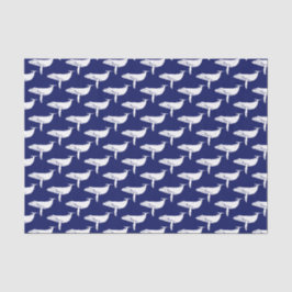 Antieke walvis silhouet tekening wit blauw tissuepapier