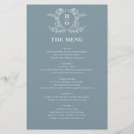Antieke Wapen Florale Monogram Trouwmenu