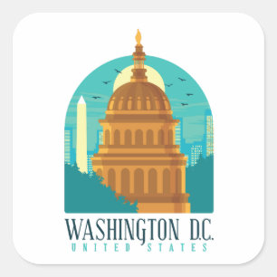 Antieke Washington D.C. Verenigde Staten Capitool Vierkante Sticker