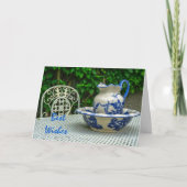 Antieke waskom en kan kaart (Voorkant)