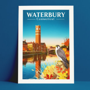 Antieke Waterbury Connecticut Briefkaart