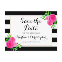 Antieke waterverf bloemstrepen Save the Date