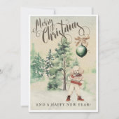 Antieke Waterverf Poodle Hond Feestdagenkaart (Voorkant)