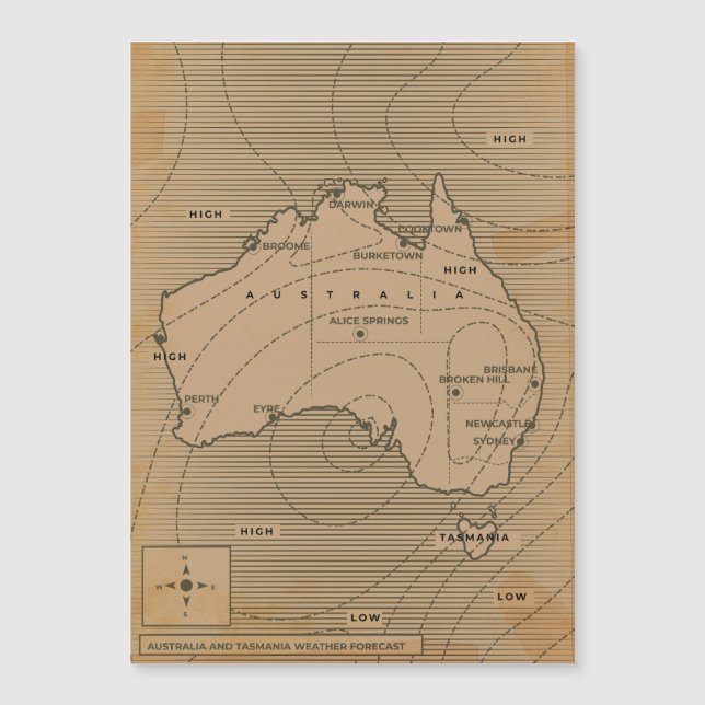 Antieke weerkaart van Australië (Voorkant)