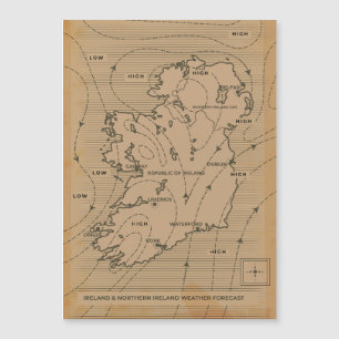 Antieke weerkaart van Ierland & Noord-Ierland