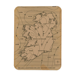 Antieke weerkaart van Ierland & Noord-Ierland Magneet