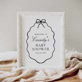 Antieke Welkom Bord voor Baby Shower met Zwarte St Poster