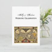 Antieke Wereldkaart #2, doe-het-zelf witte achterg Kaart (Staand voorkant)