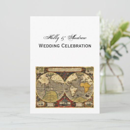 Antieke Wereldkaart #2, doe-het-zelf witte achterg Kaart (Staand voorkant)