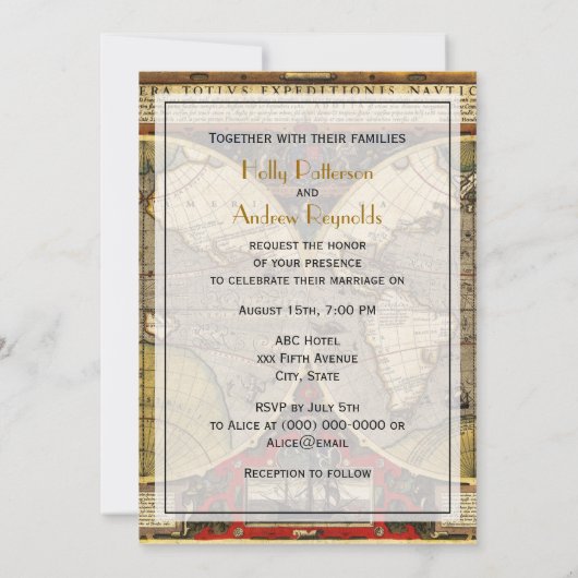 Antieke Wereldkaart #2, doe-het-zelf witte achterg Kaart (Achterkant)