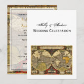 Antieke Wereldkaart #2, doe-het-zelf witte achterg Kaart (Voorkant / Achterkant)