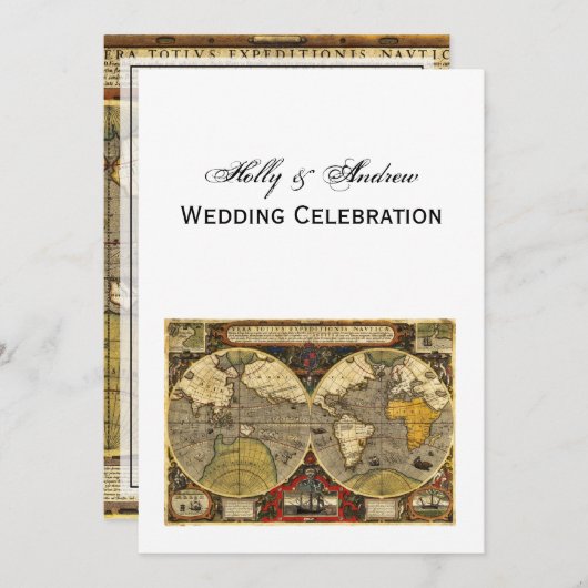 Antieke Wereldkaart #2, doe-het-zelf witte achterg Kaart (Voorkant / Achterkant)