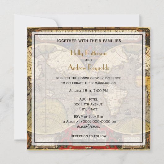 Antieke Wereldkaart #2, Vervallen achtergrond SQ T Kaart (Achterkant)