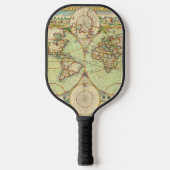 Antieke Wereldkaart #4 Pickleball Paddle (Voorkant)
