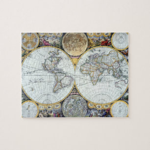 Antieke wereldkaart, Atlas Maritimus door John Sel Legpuzzel