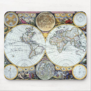 Antieke wereldkaart, Atlas Maritimus door John Sel Muismat