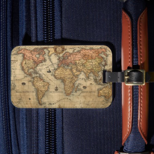 Antieke wereldkaart bagagelabel (Voorkant Insitu 4)