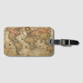Antieke wereldkaart bagagelabel (Voorkant (horizontaal))