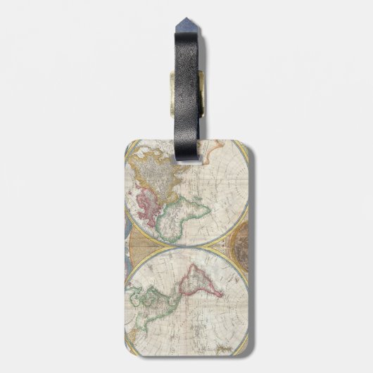 Antieke Wereldkaart Bagagelabel (Achterkant verticaal)