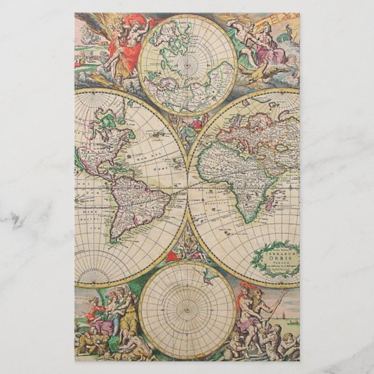 Antieke Wereldkaart Briefpapier (Voorkant)