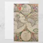 Antieke Wereldkaart Briefpapier (Voorkant / Achterkant)