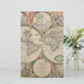 Antieke Wereldkaart Briefpapier (Staand voorkant)