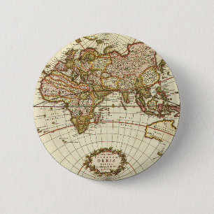 Antieke Wereldkaart, circa 1680. Door Frederick de Ronde Button 5,7 Cm