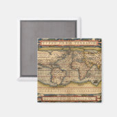 Antieke Wereldkaart door Abraham Ortelius 1564 Magneet (Voorkant / Achterkant)