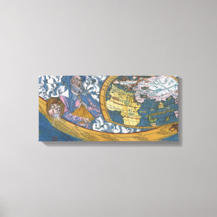 Antieke Wereldkaart met Claudius Ptolemaeus, 1507 Canvas Afdruk