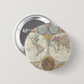 Antieke Wereldkaart Ronde Button 5,7 Cm (Voorkant /achterkant)