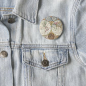 Antieke Wereldkaart Ronde Button 5,7 Cm (In situ)